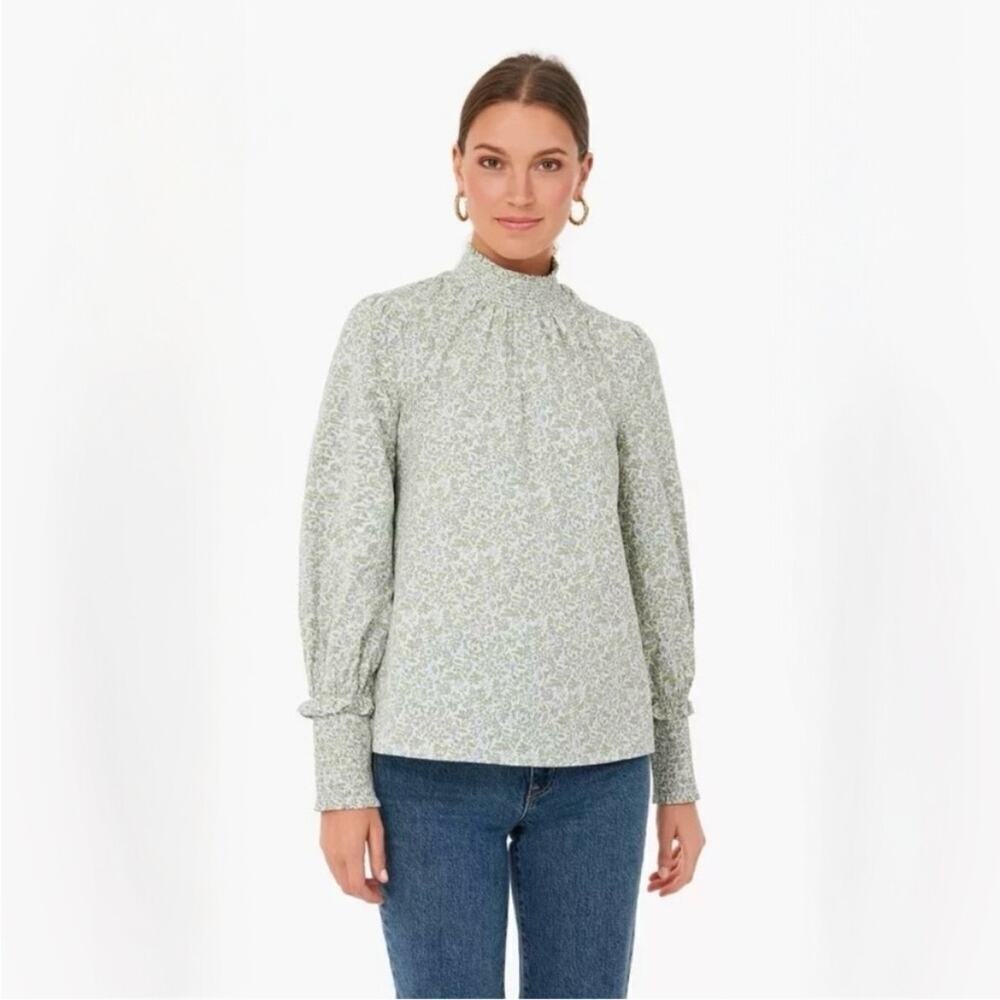 Tuckernuck Hyacinth House Modoc Top Sage Green Floral Long Sleeve Blouse size XS